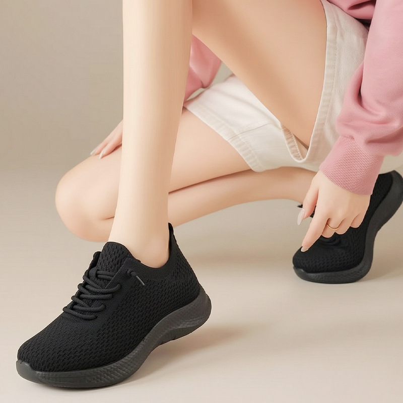 Letnie damskie oddychające but – Knit Fabric Lace Up Sneakers recenzja i cena