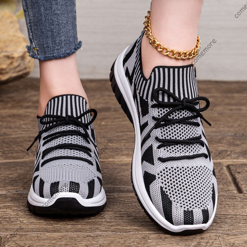 Damskie dzianinowe wsuwane sne – Knit Fabric Lace Up Sneakers recenzja i cena