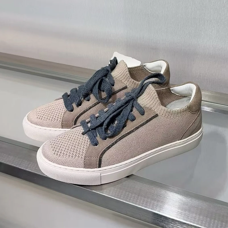 Damskie dzianinowe oddychające – Knit Fabric Lace Up Sneakers recenzja i cena